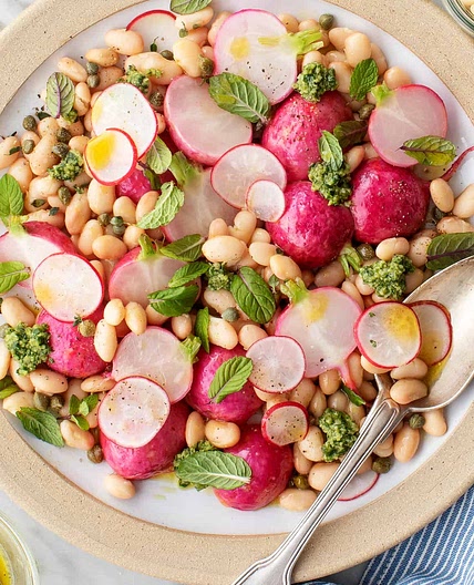 Radish Salad with Radish Top Pesto