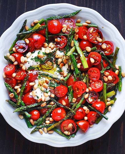 Asparagus Tomato Salad with Burrata Cheese