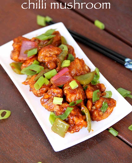 chilli mushroom recipe | chilli mushroom dry | mushroom chilli recipe