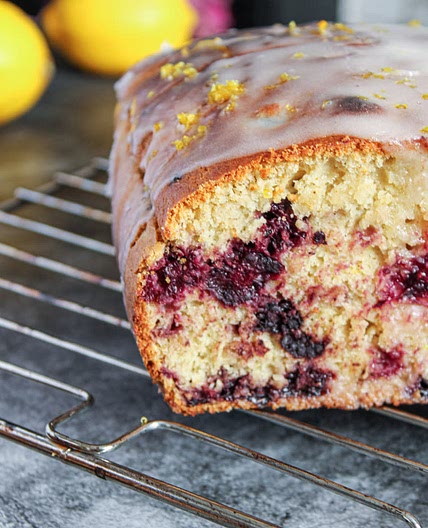 Lemon and blackberry pound cake