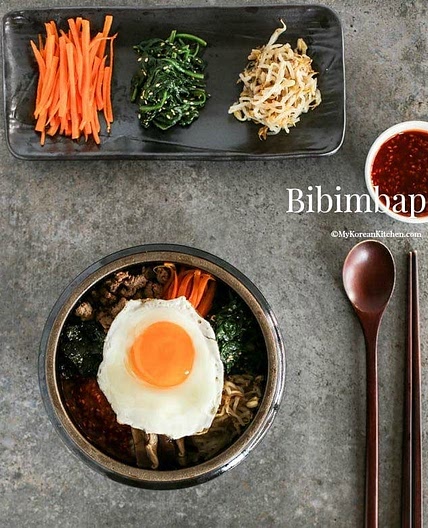 Bibimbap - Korean Mixed Rice with Meat and Assorted Vegetables