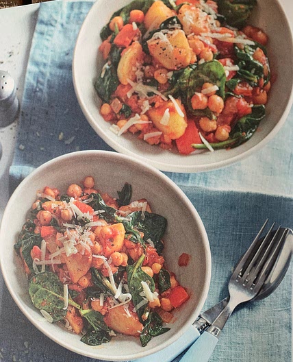 Kikkererwten met Aardappel en spinazie