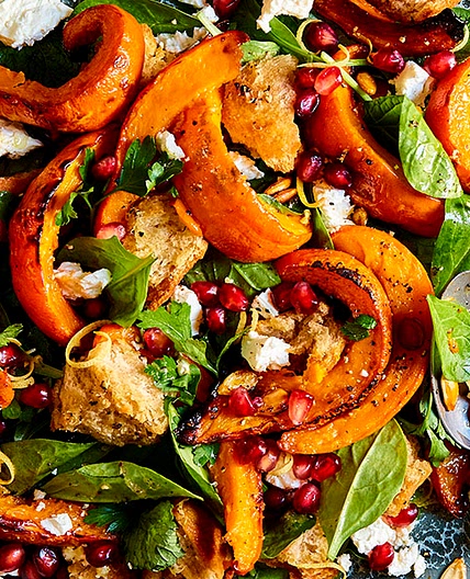 Warm squash & spinach salad