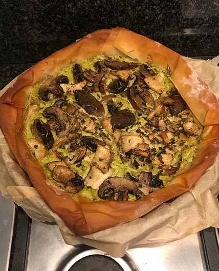 Sage and wild mushroom tart