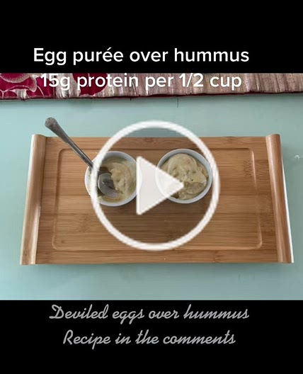 Egg purée over hummus - bariatric post-op purée stage