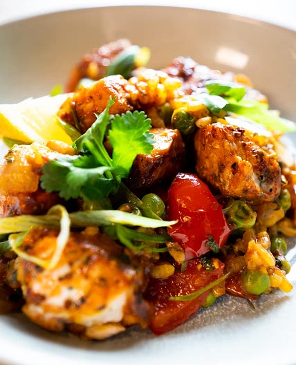 Salt & Pepper Salmon & Paella Rice by Pureety
