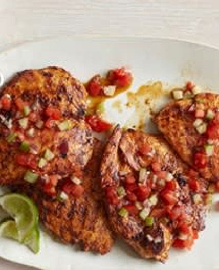 Chile Rubbed Grilled Chicken with Tomatillo Salsa