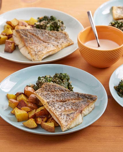 Pan-Seared Barramundi with Potatoes and Spinach