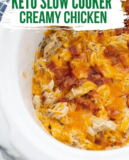 Creamy Slow Cooker Chicken with Bacon & Cheese {low carb & keto}