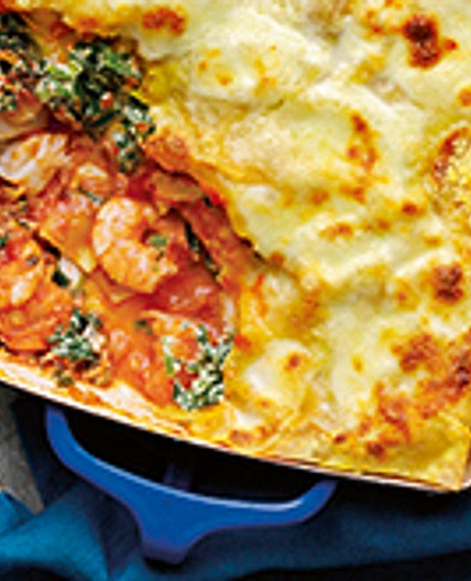 Cod and prawn lasagne with ricotta and mozzarella