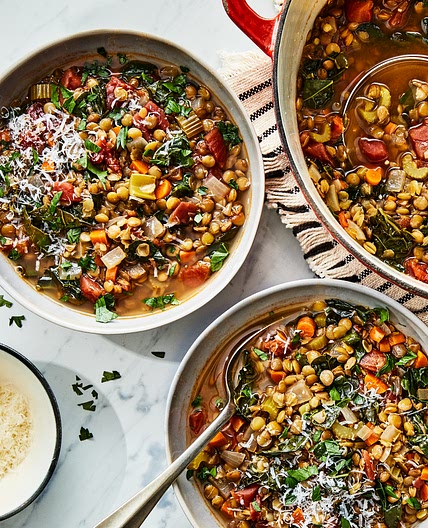 One-Pot Lentil & Vegetable Soup with Parmesan