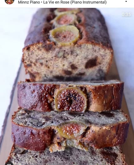 banana bread with figs and walnuts