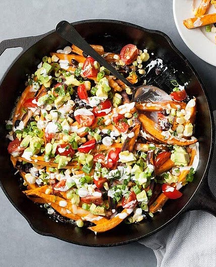 Loaded Sweet Potato Nacho Fries