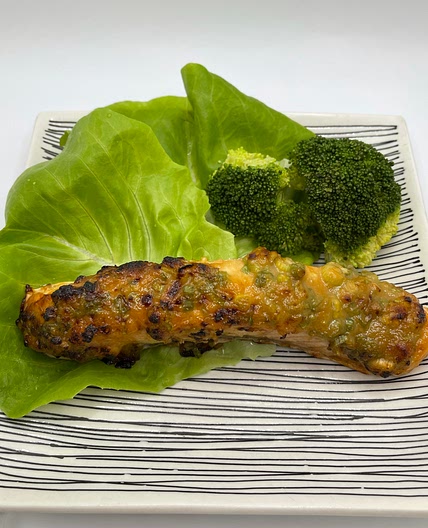 Ginger-miso glazed salmon