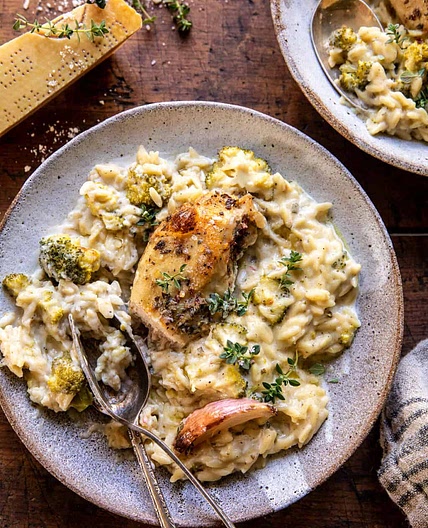 Slow Cooker Mustard Herb Chicken and Creamy Orzo