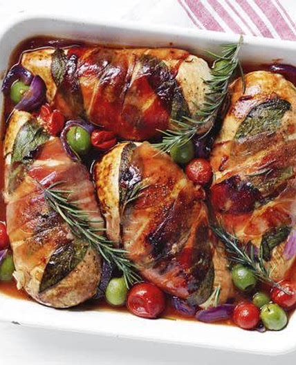 Baked Chicken with Sage and Proscuitto