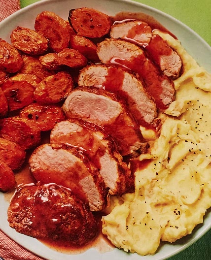 Sweet & Smoky Pork Tenderloin with Chili Roasted Carrots, Mashed