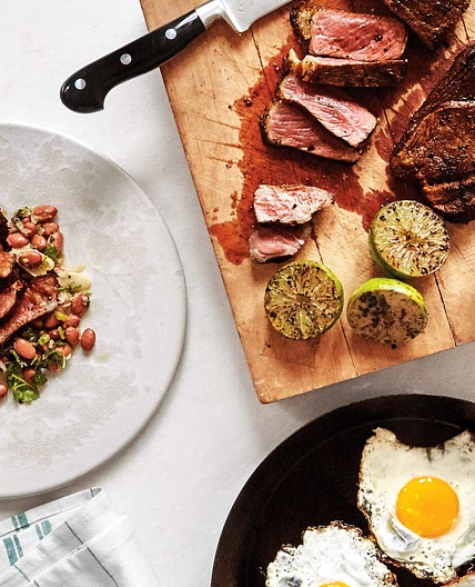 Steak and Eggs with Saucy Beans