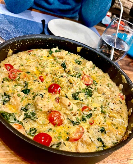 Spinach and artichoke chicken spaghetti squash