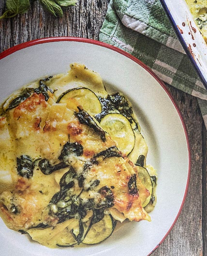 Vegetarische lasagne met courgette en spinazie