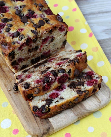 Raspberry Dark Chocolate Banana Bread
