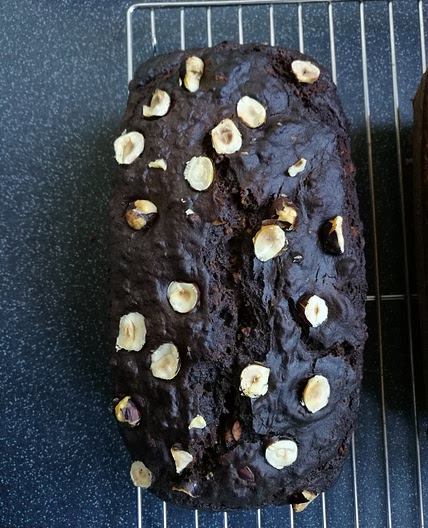 Chocolate, hazelnut and date banana bread