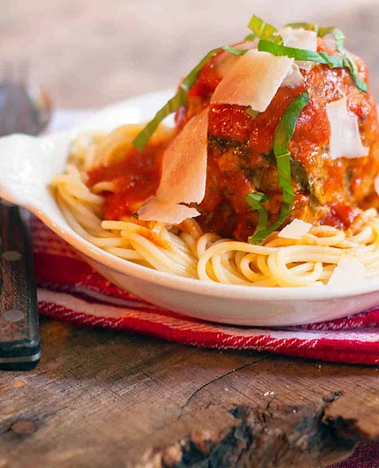 Homemade Jumbo Meatballs and Spaghetti