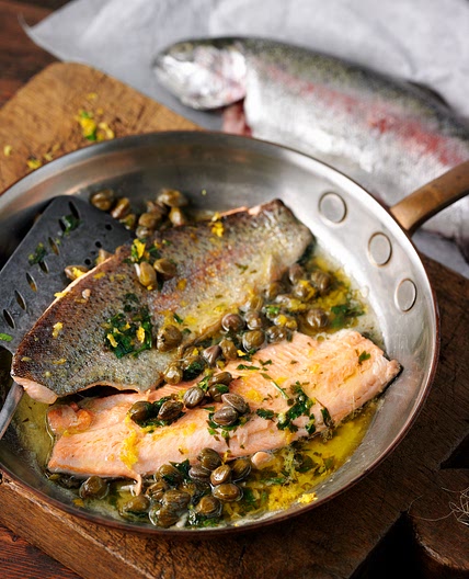 Rainbow trout with lemony caper butter