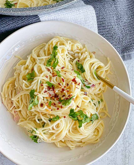Perfect Lemon Alfredo Angel Hair Pasta