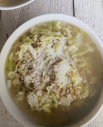 Cabbage, Onion, & Farro Soup