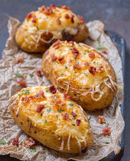 Stuffed Jacket Potato with Cheese and Bacon