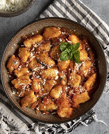 Homemade gnocchi with tomato sauce