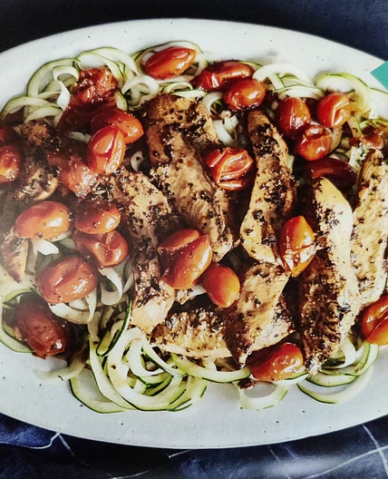 Balsamic-Dijon Chicken over Zucchini Noodles
