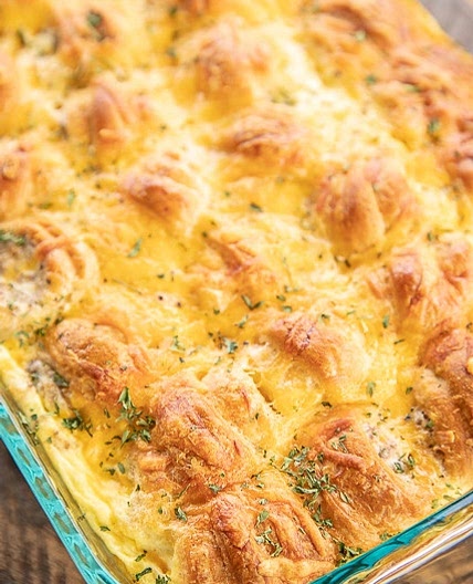 Sausage & cream cheese crescent breakfast casserole