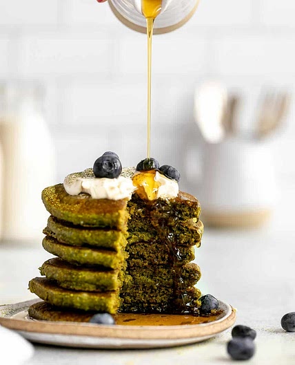 Oat Flour Matcha Pancakes