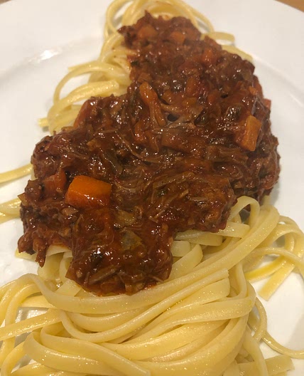 Leftover beef brisket spaghetti bolognese