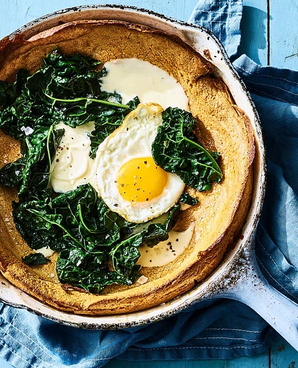 Rye Puff Pancake (Dutch Baby) with Kale & Eggs