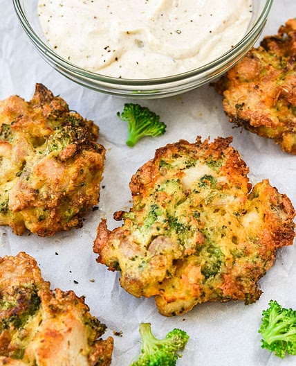 Broccoli Cheddar Chicken Fritters {Air Fryer or Stove Top}