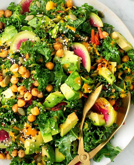 Kale Salad with Carrot Ginger Dressing
