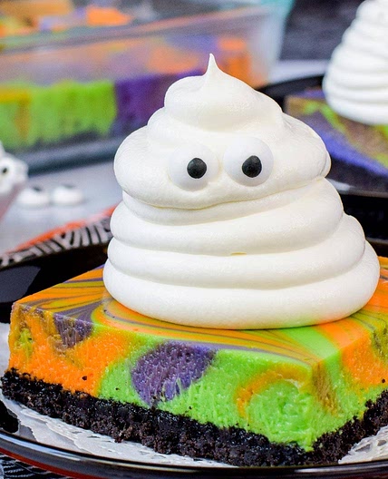 Halloween Swirled Cheesecake Bars