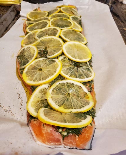 Whole Baked Side of Salmon With Mustard & Herbs