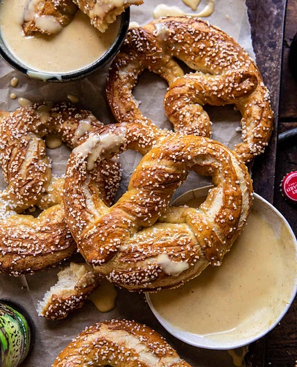 Hard Cider Pretzels with Creamy Honey Mustard