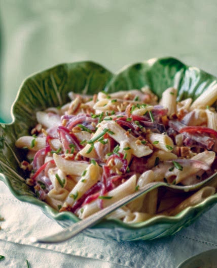 Penne Pasta with Red Onions and Goat's Cheese