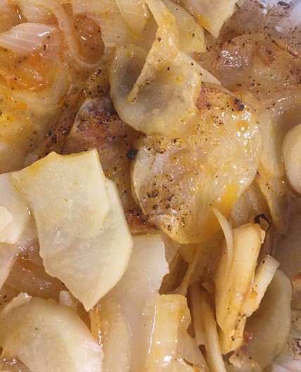 Roasted potato round slices