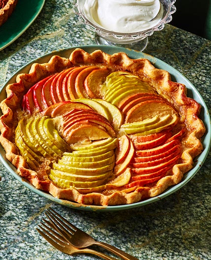 Apple Custard Pie with Saffron & Cardamom