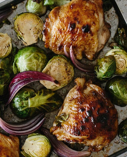 Roasted Balsamic Chicken with Brussels Sprouts