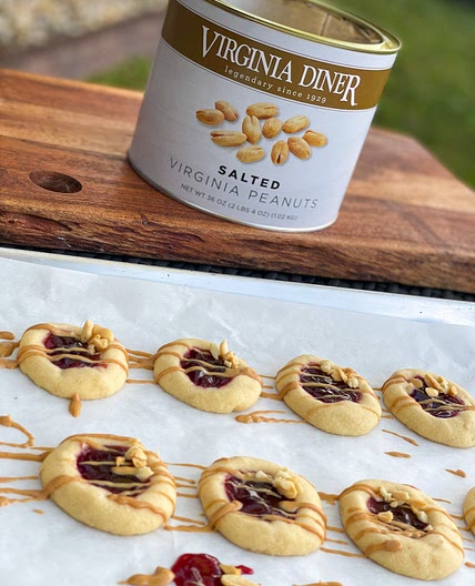 Peanut butter and jam thumbprint cookies 