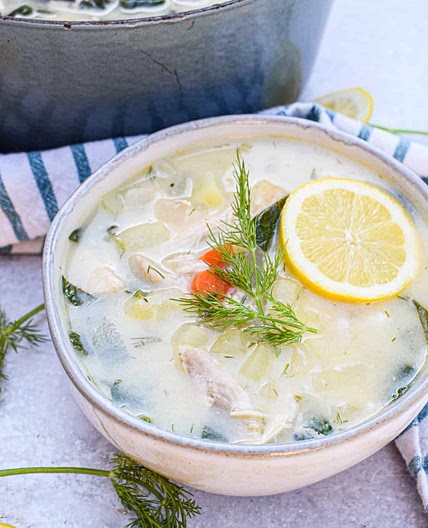 Greek Lemon Chicken Soup {Dairy Free I Gluten Free I Whole30}