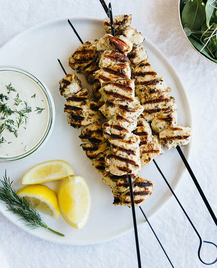 Grilled Chicken Souvlaki with Dairy-Free Tzatziki