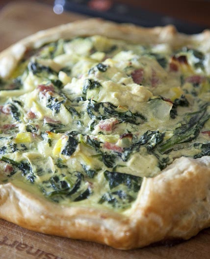Spinach Leek Salami Quiche